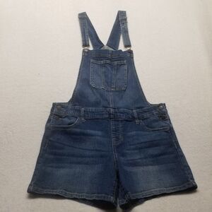 Mossimo L Shortalls Denim Shorts 5in Blue Dark Wash Classic Bohemian Festival